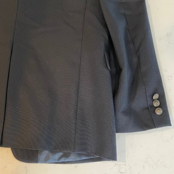 Nordstrom Notch Collar Wool Poly Blend 2 Button Lined Blazer Navy Sz 16R - Picture 9 of 16